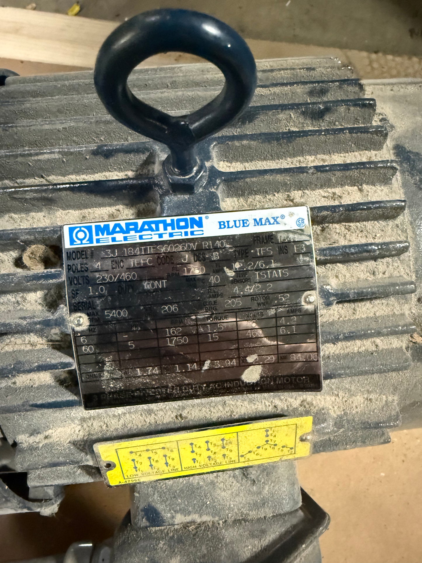 item #502 Marathon Electric Blue Max 15HP motor