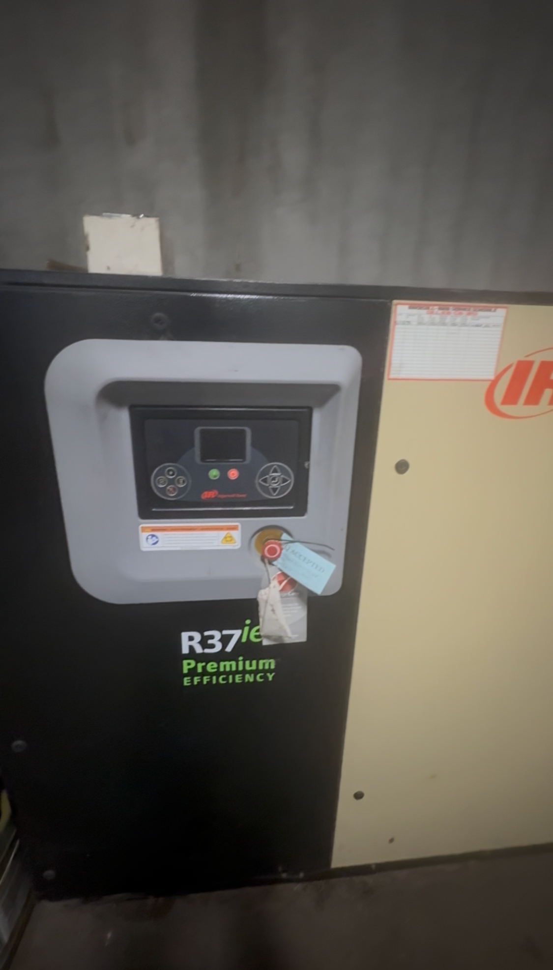 Item#205 IR 50HP Ingersoll Rand Air Compressor With Large Storage Tank Optional